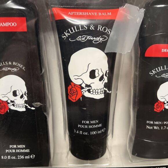 Ed Hardy Skulls & Roses Grooming Kit Men Shampoo Deodorant Shower Gel Aftershave - Picture 4 of 6